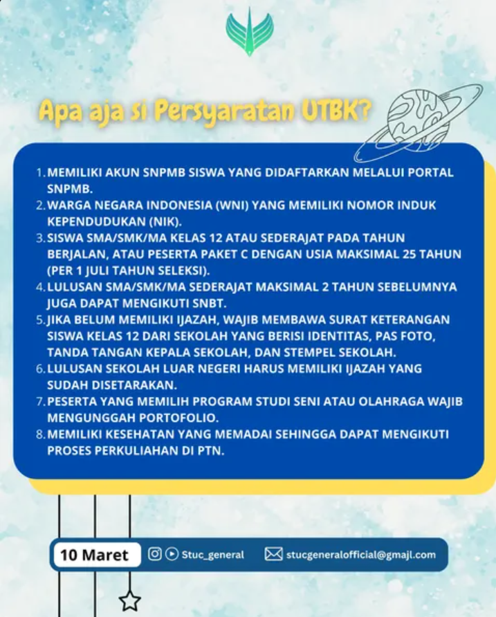 Apa aja si Persyaratan UTBK?